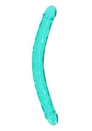 RealRock Crystal Clear Double Dong 18in - Turquoise