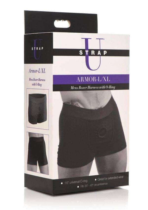 Strap U Armor Mens Boxer Harness with O-Ring - Large/XLarge - Black