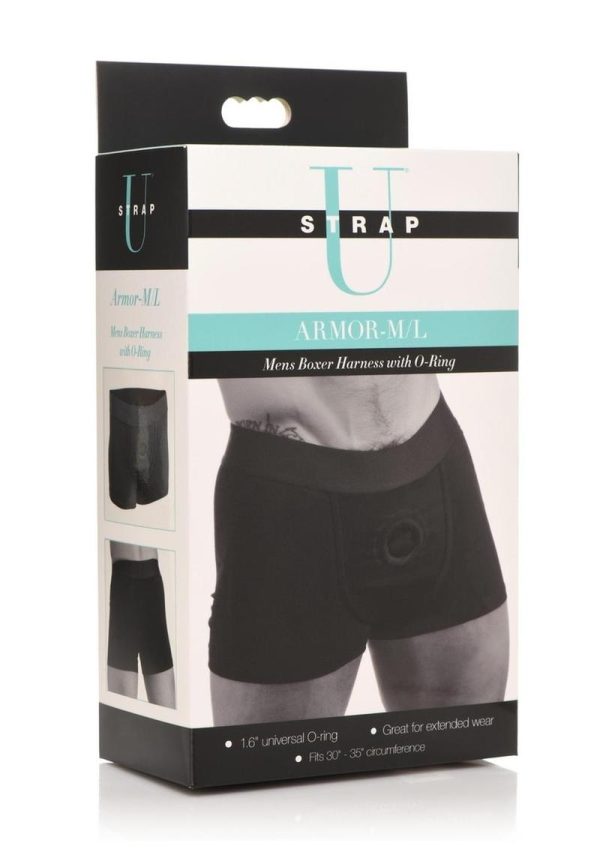 Strap U Armor Mens Boxer Harness with O-Ring - Medium/Large - Black