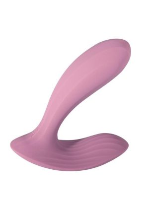 Svakom Erica Rechargeable Silicone App Compatible Dual Vibrator with Clitoral Stimulator and Remote - Pink