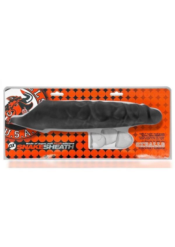 Snake Deep-Reacher Silicone Cocksheath - Black Ice